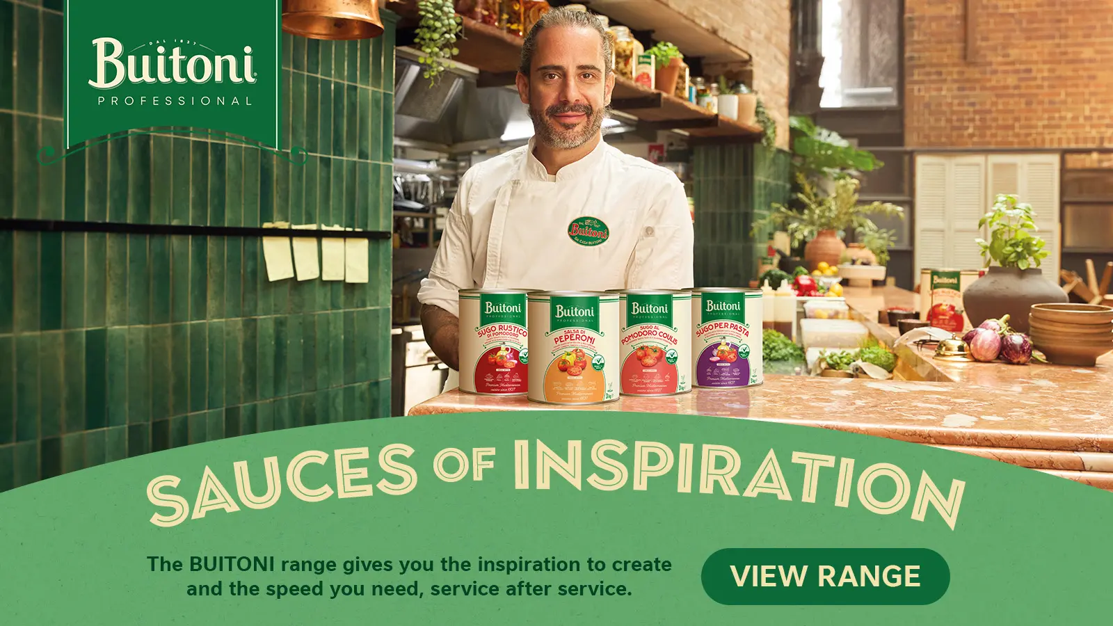 BUITONI Professional — a chef presents the BUITONI sauce range in a restaurant kitchen